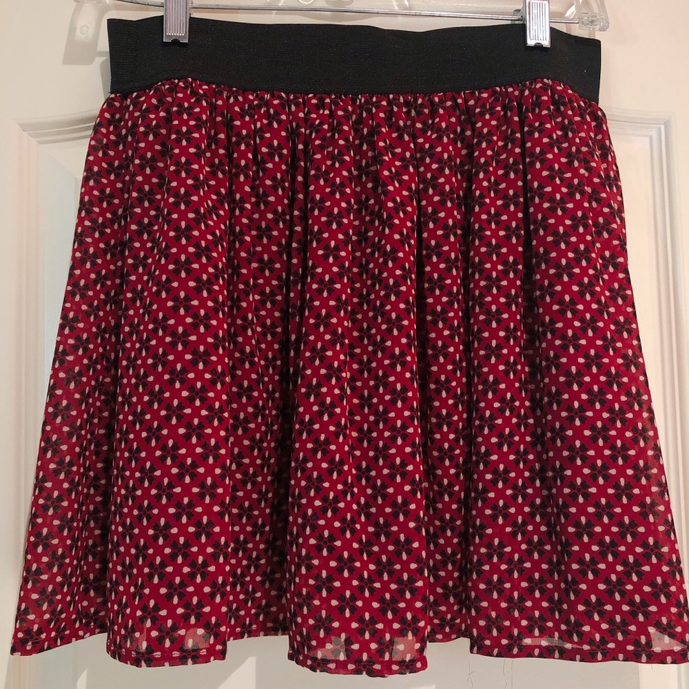 Floral Printed Mesh Skirt with Elastic Waistband